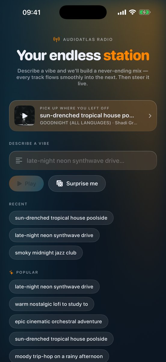 AudioAtlas Radio: describe a vibe, or pick one off the map