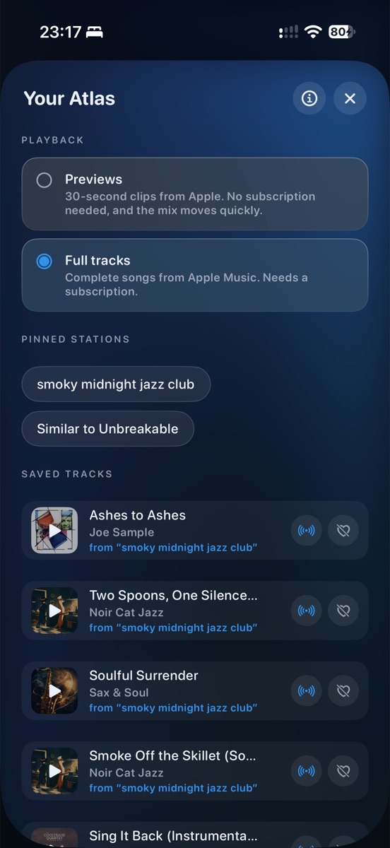 AudioAtlas Radio: Your Atlas, with pinned stations and saved tracks