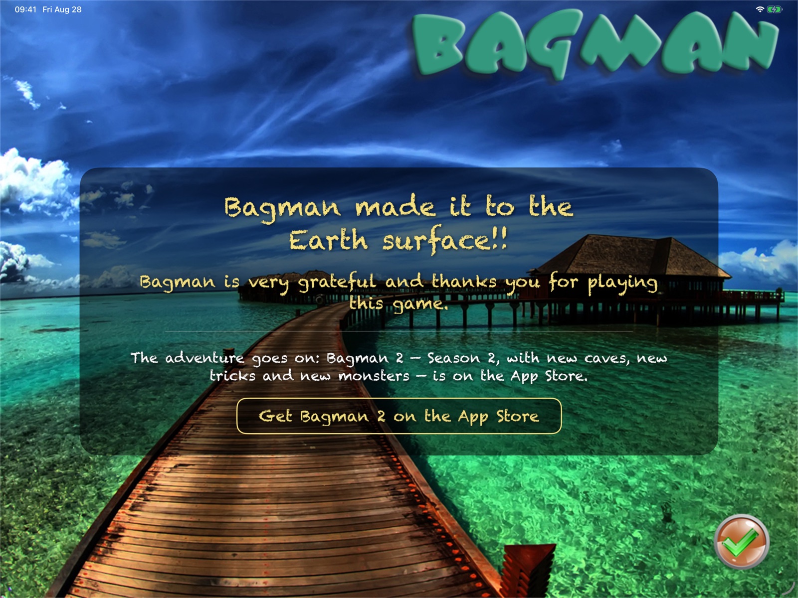 Bagman reaches the surface at the end of the game