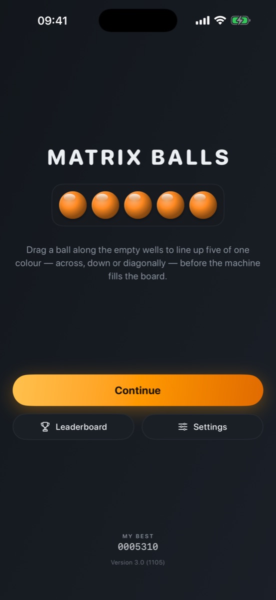 Matrix Balls home screen