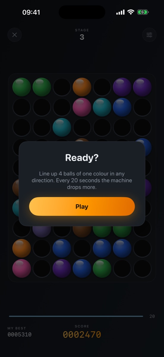 Matrix Balls ready screen