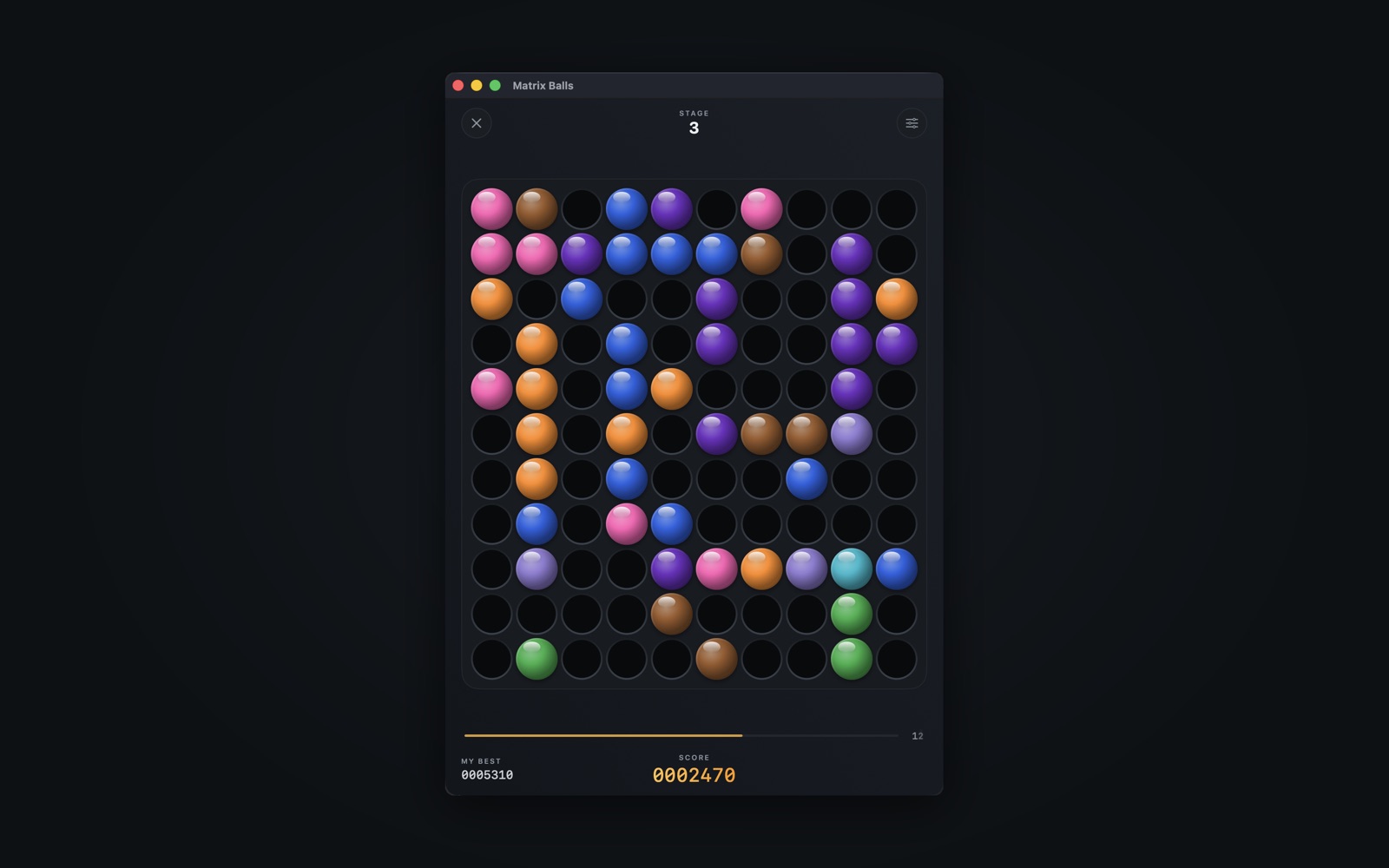 Matrix Balls running as a native macOS app